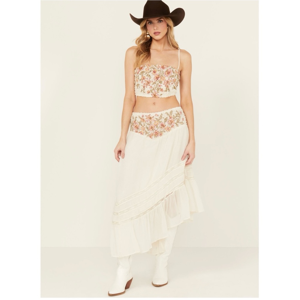 Free People ‘Augusta’ Floral Asymmetrical Skirt XS NEW!